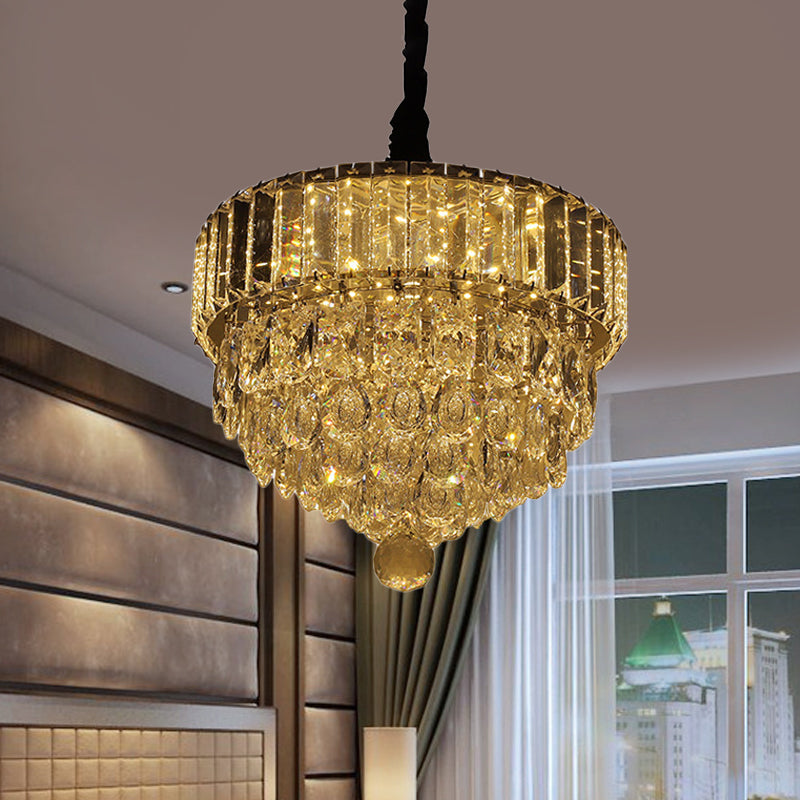 Contemporary Black LED Crystal Teardrop Pendant Light Fixture for Dining Room