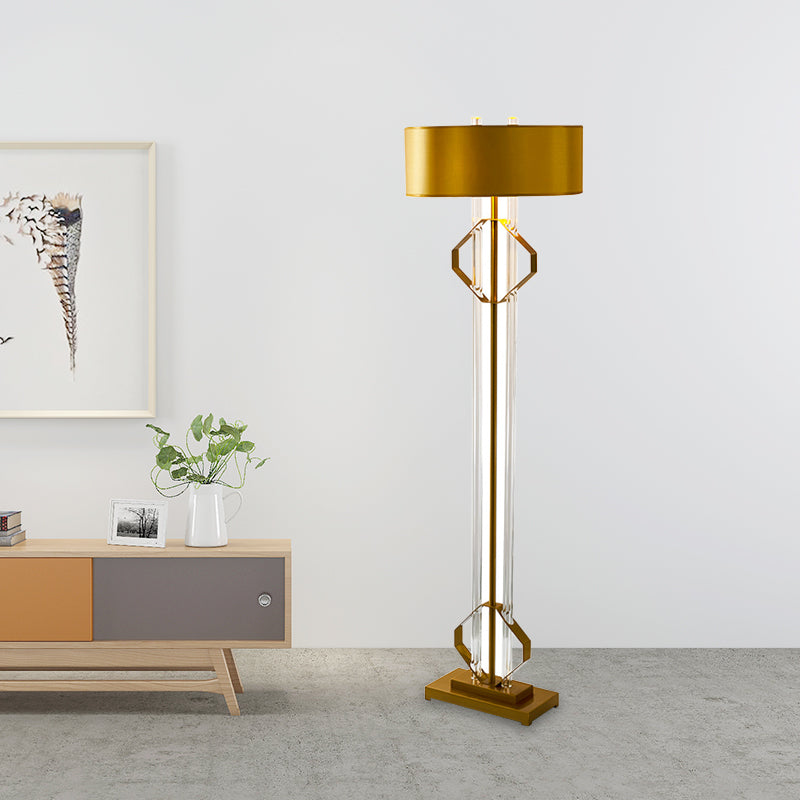 Modern Metallic Gold Floor Lamp With Clear Crystal Rod