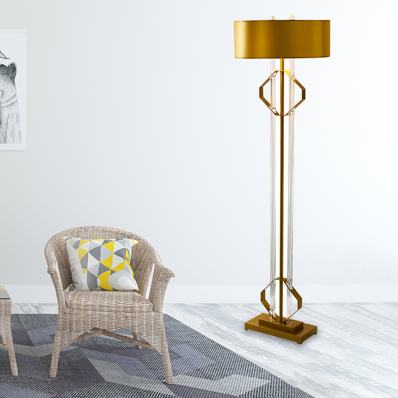 Modern Metallic Gold Floor Lamp With Clear Crystal Rod