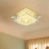 Modern Mini Led Ceiling Flush Mount Light With Clear Crystal For Hallway
