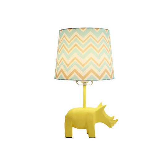 Colorful Cartoon Animal Table Lamp With Fabric Shade - Pink Elephant Peacock Blue Or Yellow