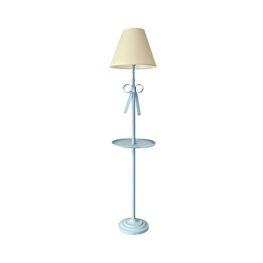 Childrens Disc Reading Floor Lamp In Pink/Blue With Cone Fabric Shade