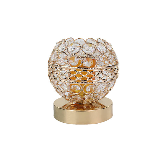 Retro Gold Crystal Globe Night Light With Aromatherapy Plate - Bedroom Lamp