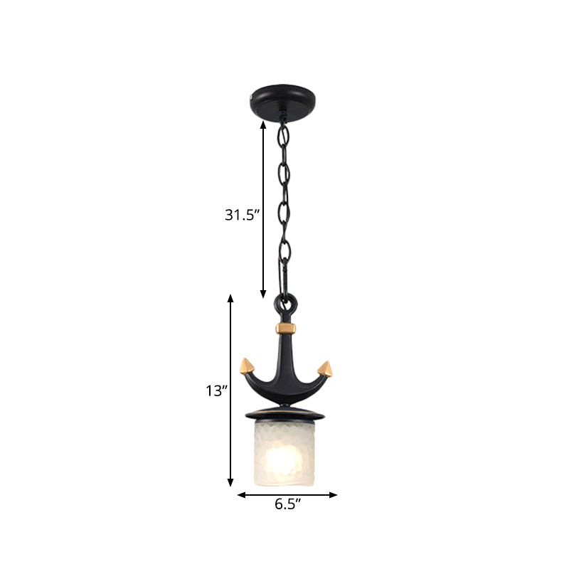 Mediterranean Cream Glass Ceiling Light With Anchor Design - Small Or Large Size