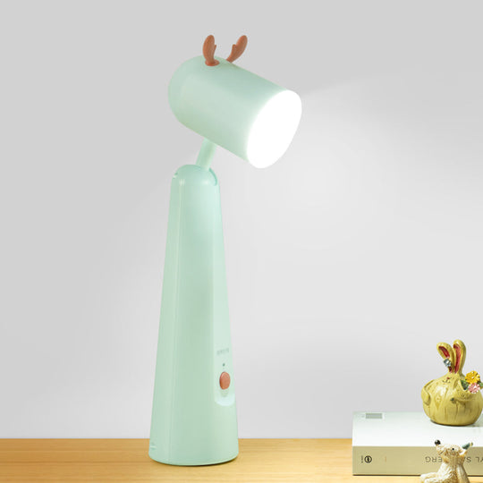 Tien Kuan - Kid's Kids Antler Adjustable Desk Lamp Plastic Bedroom LED Reading Book Light in White/Green