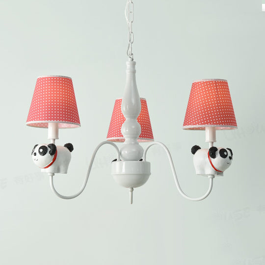 Cartoon Sheep Hanging Lamp: Kindergarten Fabric Pendant Light With 3 Lights