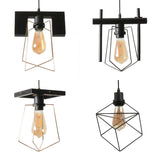 Metal Caged Pendant Lighting - Farmhouse Style Hanging Lamp 1 Light Black (1/3-Pack)