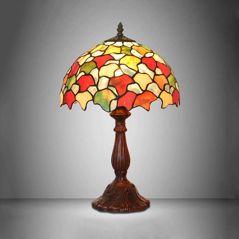 Baroque Glass Night Lamp With Foliage Design - Hand-Crafted Coffee Finish Table Lighting 1 Bulb