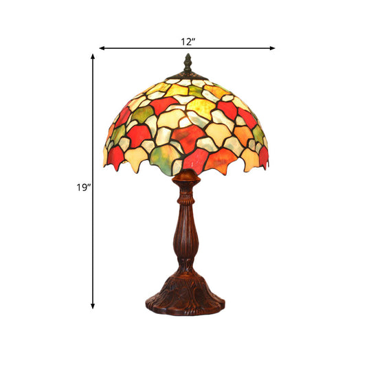 Baroque Glass Night Lamp With Foliage Design - Hand-Crafted Coffee Finish Table Lighting 1 Bulb