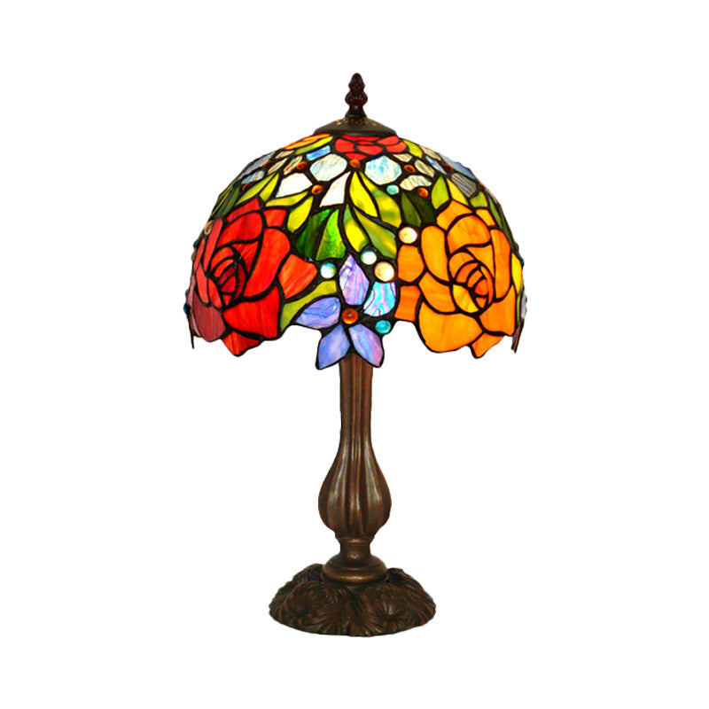 Maria - Victorian Blossom Table Lamp - Multicolored Stained Glass Night Stand