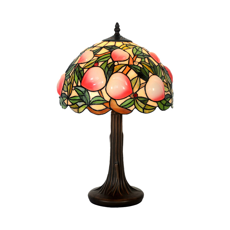Pauline - Peach Stained Glass Night Lamp: Tiffany-Style Coffee Table Light