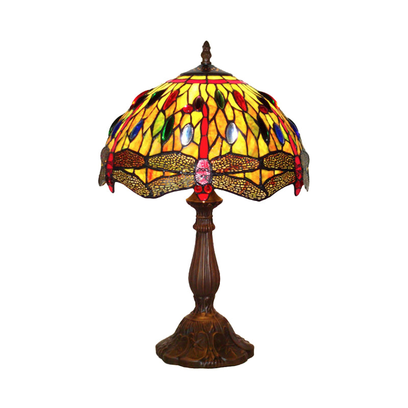 Odette - 1-Bulb Tiffany Bronze Dragonfly Table Lamp: Elegant Lounge Night Light