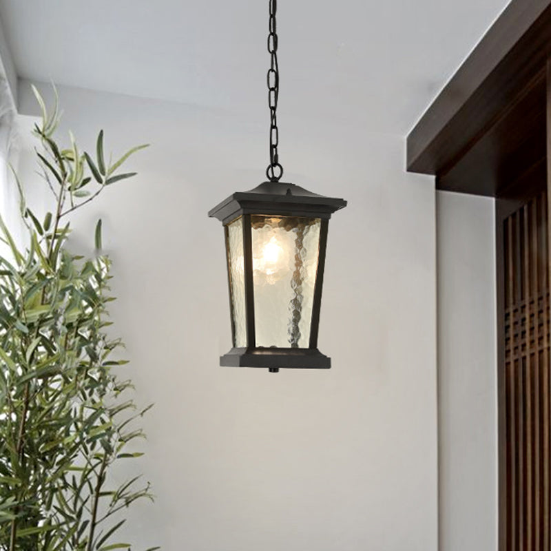 Black Countryside Single Head Birdcage Pendant Ceiling Light With Water Glass