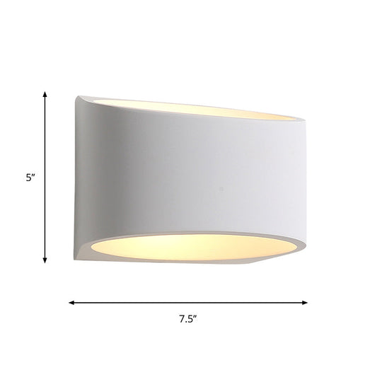 Minimalist Round Gypsum Led Sconce Light Fixture - White Wall Mount Lamp For Hallway