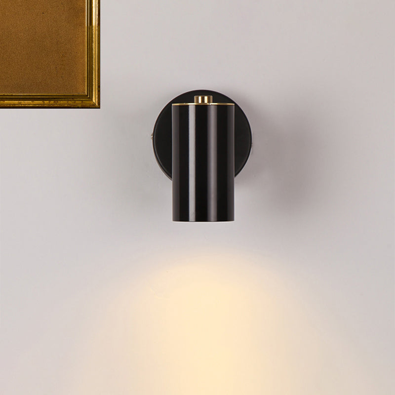 Black/Gold Metallic Tube Wall Sconce With Led Light For Bedside