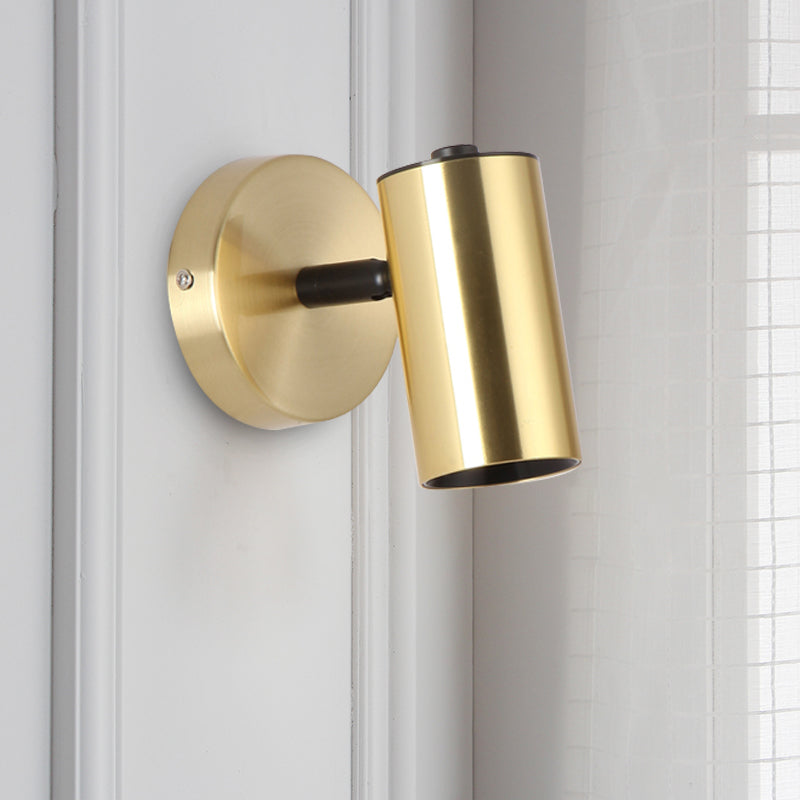 Black/Gold Metallic Tube Wall Sconce With Led Light For Bedside Gold