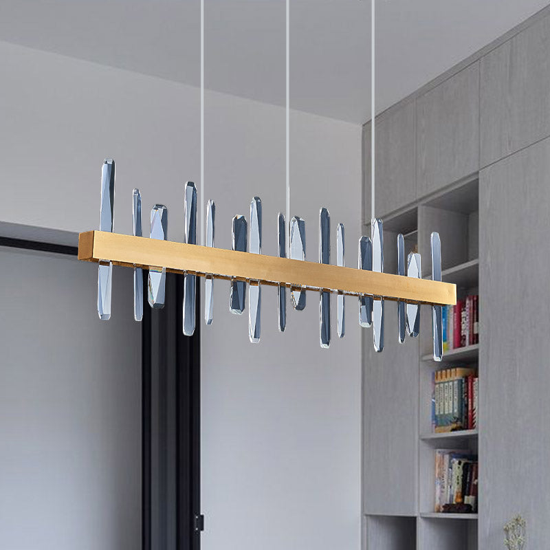 Postmodern Crystal Rod Led Pendant Lamp - Gold Linear Hanging Island Light For Dining Table 32/39