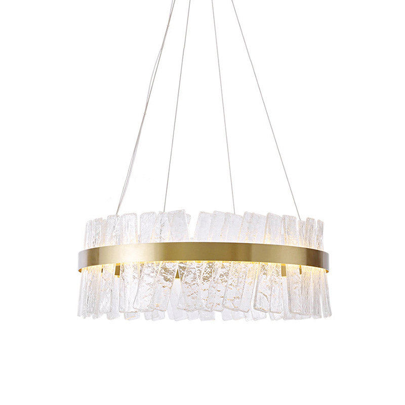 Contemporary Gold Textured Crystal Led Chandelier Pendant Light For Table