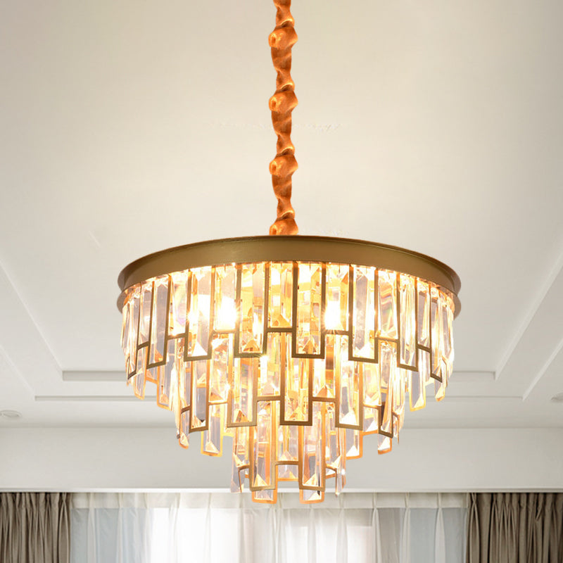 Gold Retro Conical Crystal Chandelier Pendant With 4/6 Lights 4 /