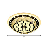Modern Black Floral Pattern Crystal Led Ceiling Light - Beveled Round/Square Flushmount Lamp For