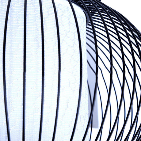 Vintage Style Black Metal Pendant Lamp With Gourd Cage And Adjustable Cord For Bedroom