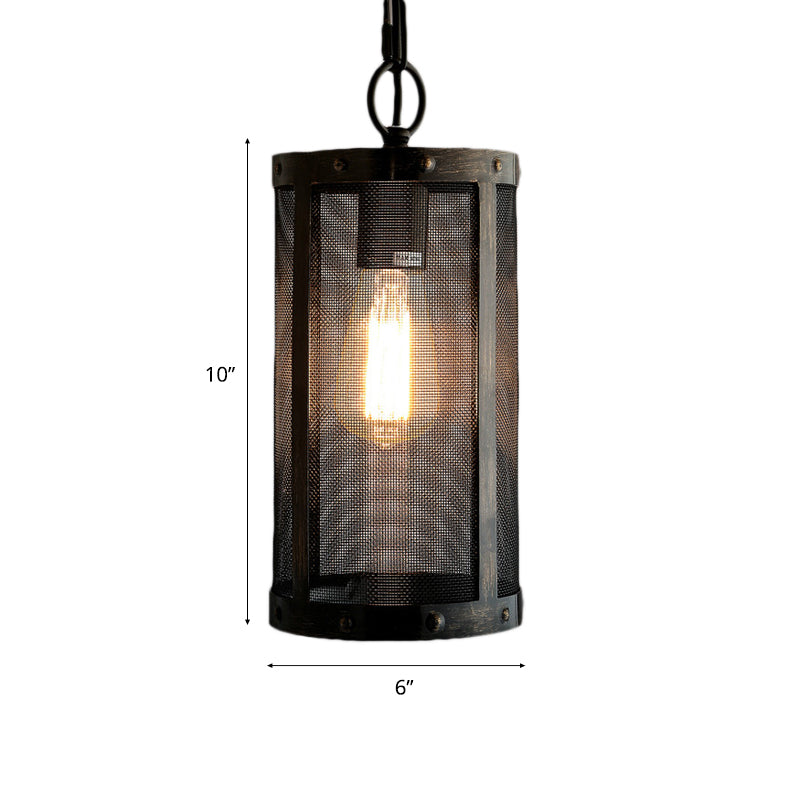 Bronze Hanging Lamp - Mini Industrial Pendant Light Fixture Single Cylinder Design