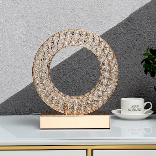 Minimalistic Crystal Ring Led Nightstand Lamp - Rose Gold Table Lighting For Bedside