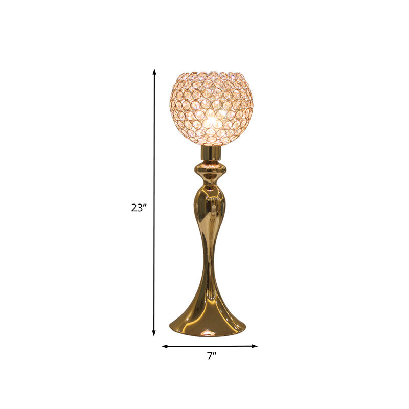 Kastra - Gold Gold Curvaceous Nightstand Light Traditional Metal 1 Bulb Bedroom Table Lamp with Open Top Crystal Shade