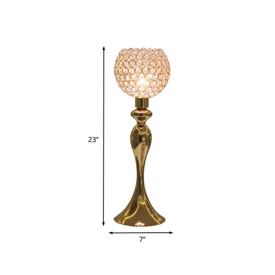 Kastra - Gold Gold Curvaceous Nightstand Light Traditional Metal 1 Bulb Bedroom Table Lamp with Open Top Crystal Shade
