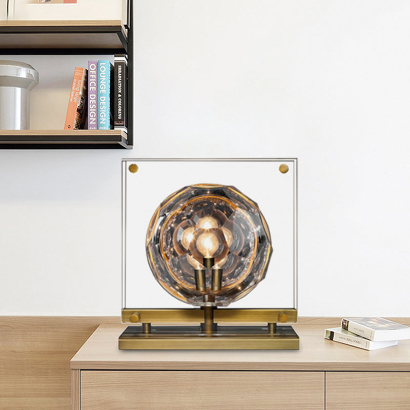 Modern Led Table Lamp With Crystal Bronze Finish And Gong Bell Design