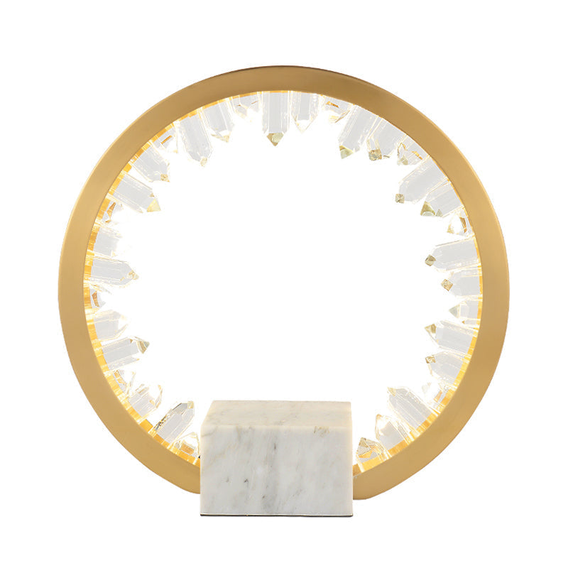 Gold Crystal Icicle Led Table Lamp With Marble Base: Minimalist Hoop Nightlight