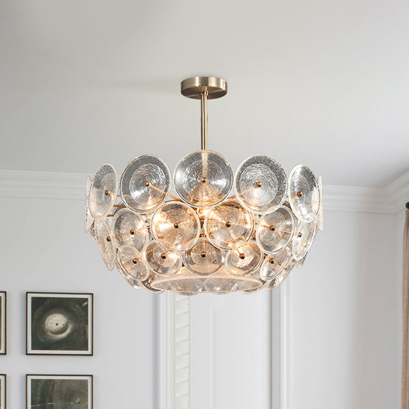 Modern Gold Glass Bowl Chandelier - 4-Light Dining Room Ceiling Pendant