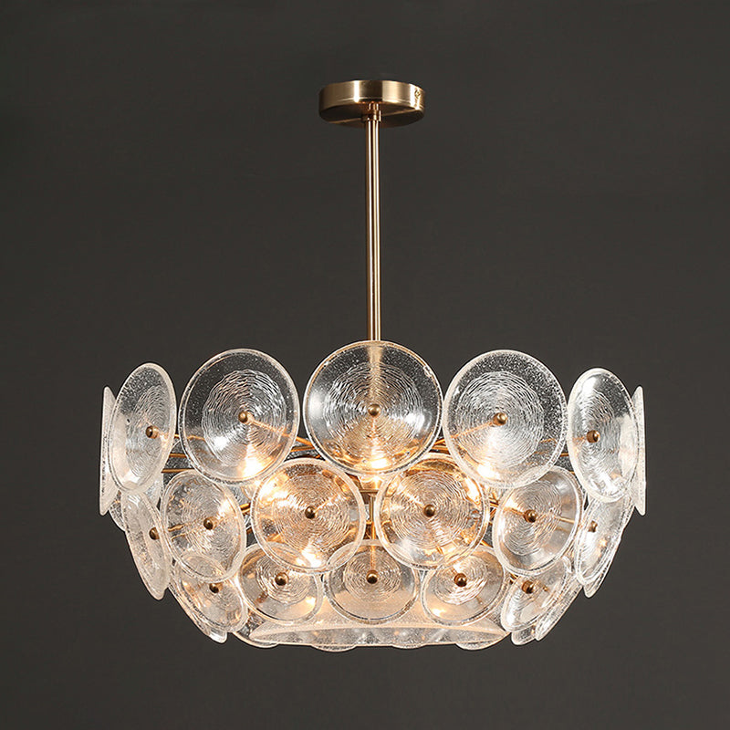 Modern Gold Glass Bowl Chandelier - 4-Light Dining Room Ceiling Pendant