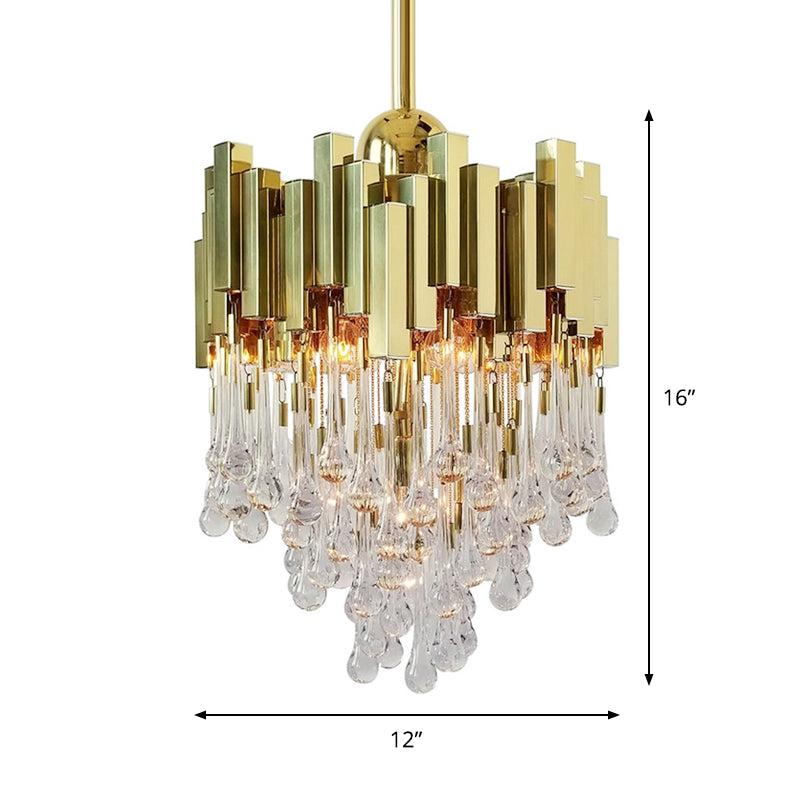 Contemporary Crystal Orb Chandelier with 4 Lights in Gold - Ceiling Suspension Lamp