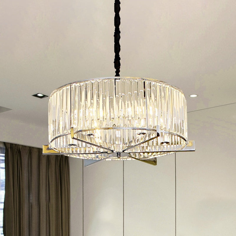 5/6-Head Modern Drum Crystal Chandelier: Stylish Ceiling Light for Table