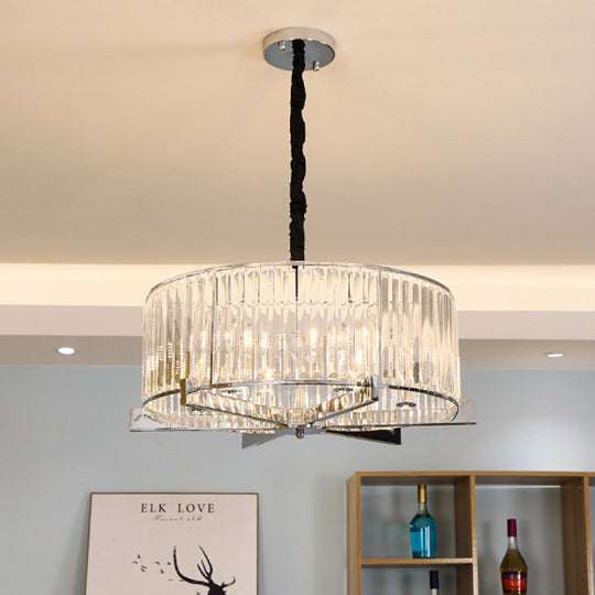 5/6-Head Modern Drum Crystal Chandelier: Stylish Ceiling Light for Table