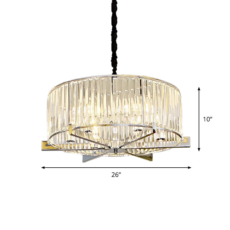 Drum Ceiling Chandelier - Modern 5/6-Head Crystal Suspension Light For Table