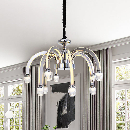 Stainless Steel Modern Drooping Chandelier for Dining Room - LED Hanging Light Kit