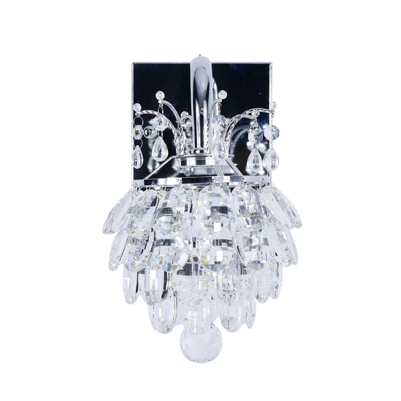 Modern Led Bedside Sconce Lamp With Crystal Artichoke Design In Chrome