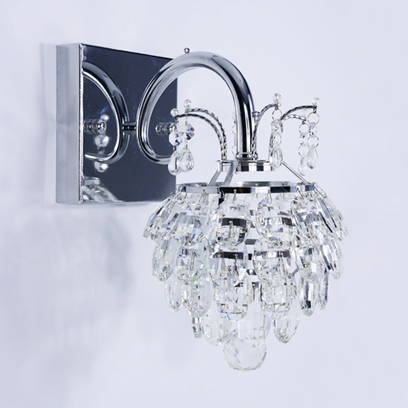 Modern Led Bedside Sconce Lamp With Crystal Artichoke Design In Chrome