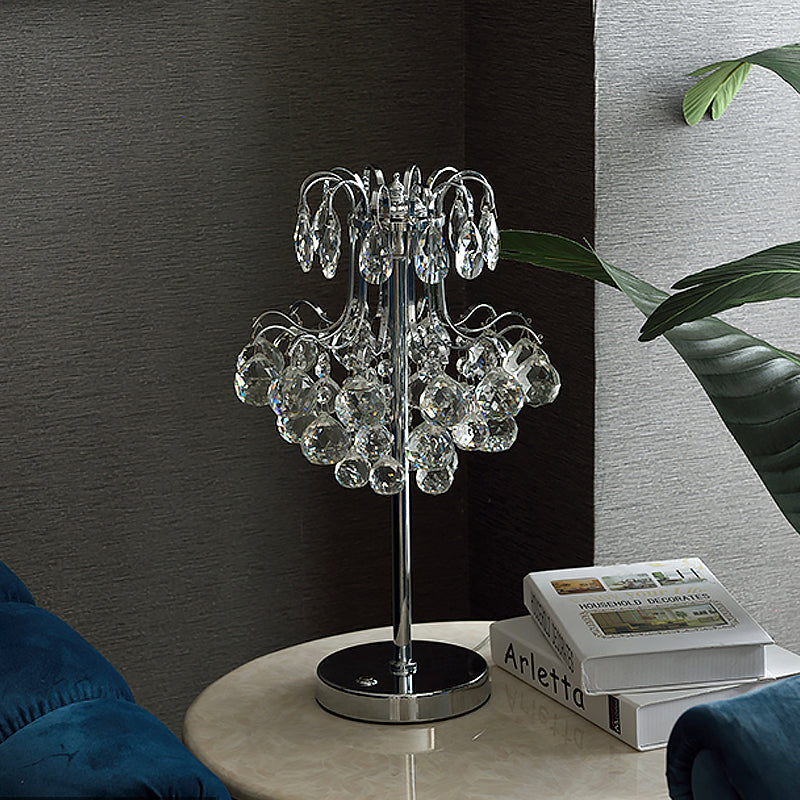 Modern Chrome Crystal Orb Led Table Lamp For Living Room Nightstand