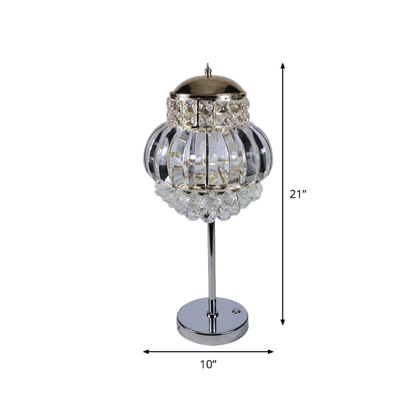Led Chrome Crystal Globe Table Lamp With Dimmer - Modern Style Clear/Champagne