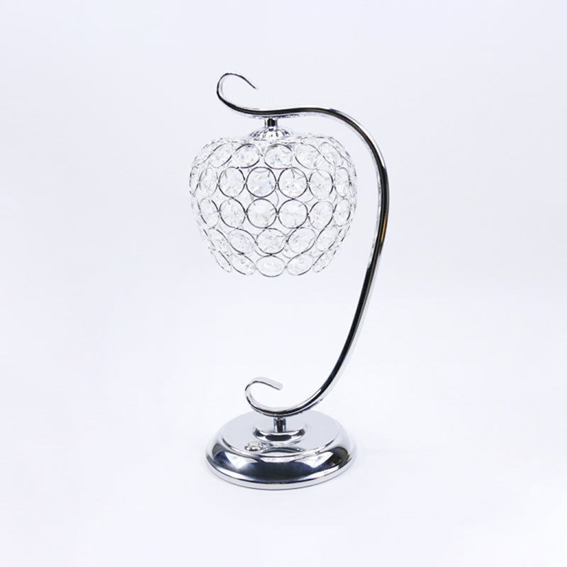 Traditional Led Table Lamp With Swirled Arm And Clear Crystal Dome Ideal Night Light For Living Room
