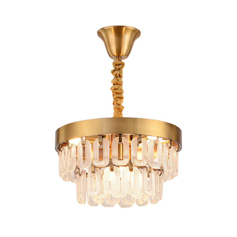 Gold 6-Head Crystal Chandelier - Postmodern Design 2 Tiers Dining Room Pendant