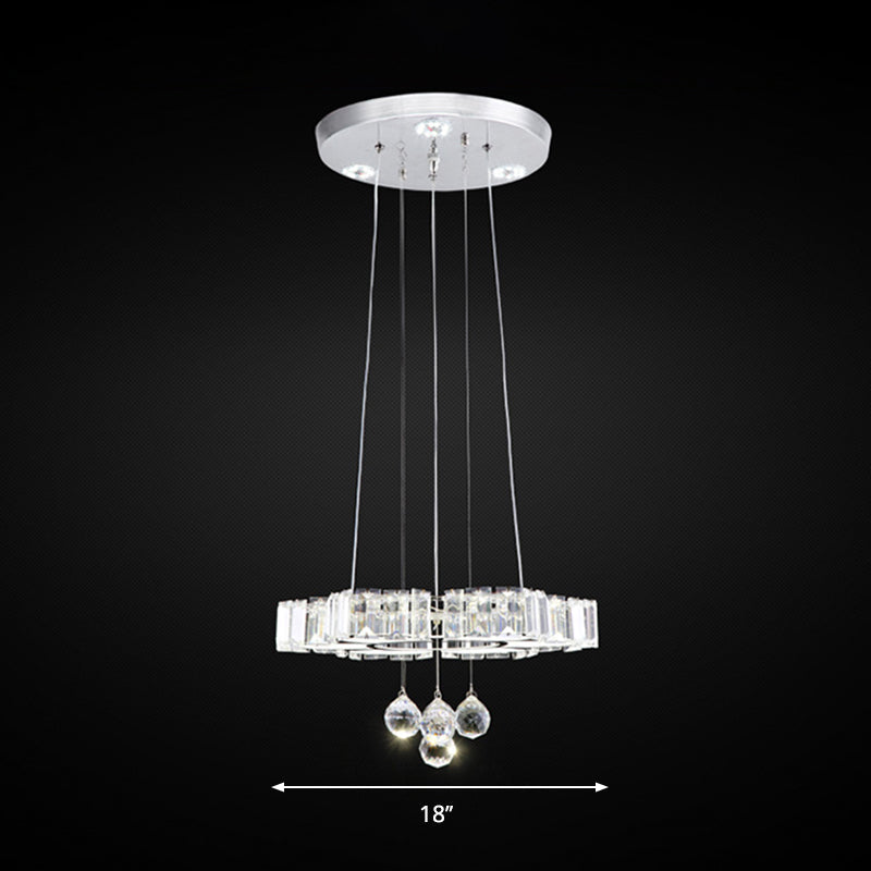 Minimalist Chrome Led Crystal Chandelier - Elegant Floral Dining Room Hanging Lamp