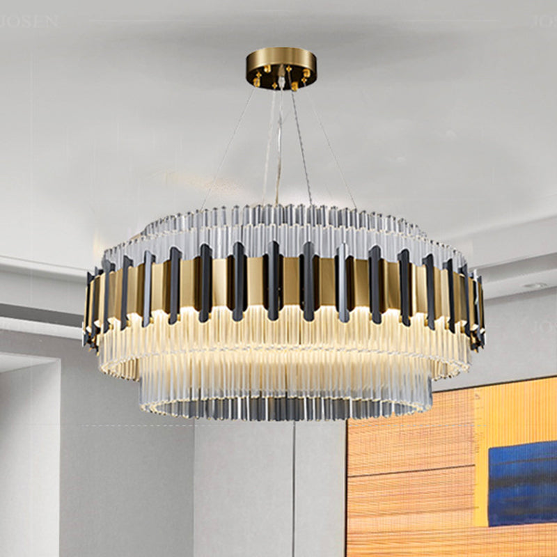 Minimalistic Black And Gold K9 Crystal Ceiling Lamp With Led Chandelier Light Fixture