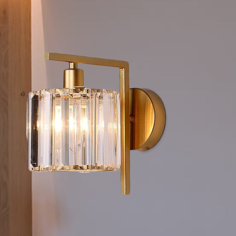 Gold Crystal Wall Sconce With Modern Column Design - Perfect For Bedroom Lighting