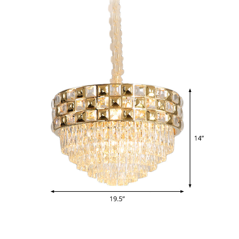 Postmodern Gold Crystal Chandelier With 14-Bulb Pendant Light - Elegant Bedroom Lamp