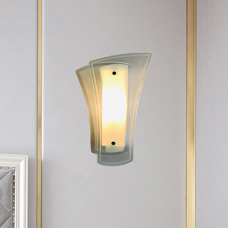 Modern Geometric Wall Sconce - Clear Glass 1-Light Living Room Lamp