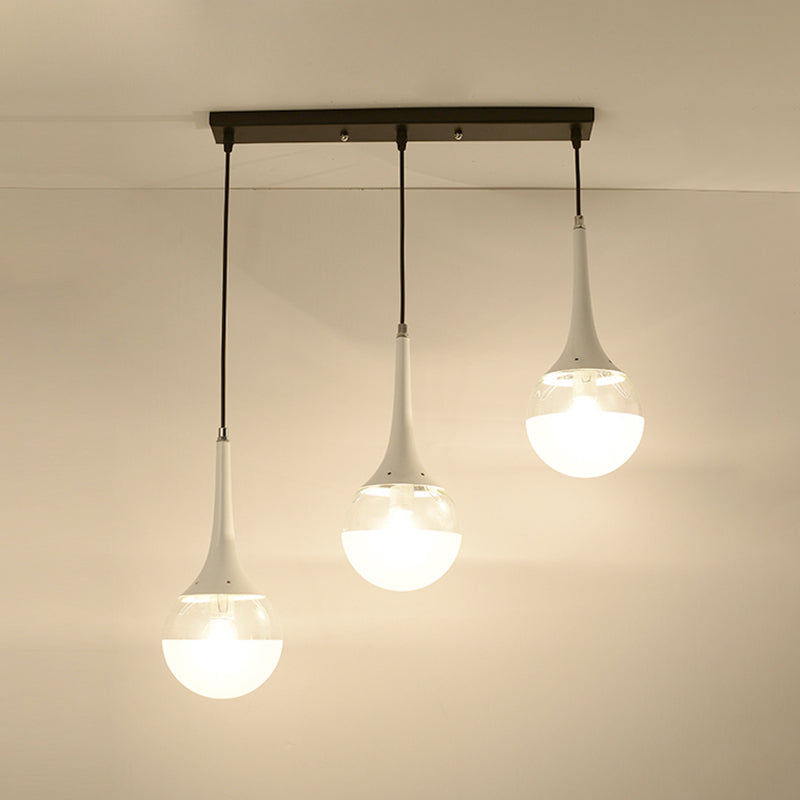 Contemporary Waterdrop Pendant Lamp with Dual-toned Glass Shades - 3 Bulbs Included